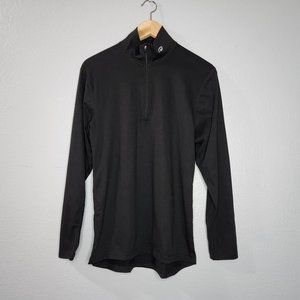 Duofold Mens Medium Black 1/4 Zip Slim Athletic Thermal Base Layer Sweatshirt
